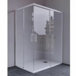 Angular De Ducha 2 Fijos Y 2 Puertas Correderas Sin Guías Inferiores – IGUAZÚ – Mamparas Doccia