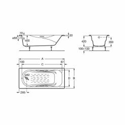 Bañera De Hierro Fundido Rectangular – Malibu – Roca