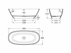 Bañera De STONEX® Oval Onix Con Desagüe Click-clack Y Sifón 1800 X 800 X 570 Mm – Ariane – Roca – A2486690X0