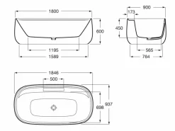 Bañera De SURFEX® Oval Con Agujeros Para Grifería Con Desagüe – Beyond – Roca – A248453000