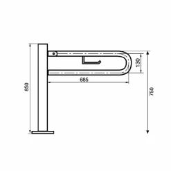Barra De Apoyo Abatible Suelo Inox Brillo – PrestoEquip – 78175