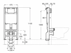Bastidor Con Cisterna Compacta Empotrable De Doble Descarga Para Inodoro Suspendido. Codo De 90 ø / 110 ø – In-wall – DUPLO WC ONE- Roca