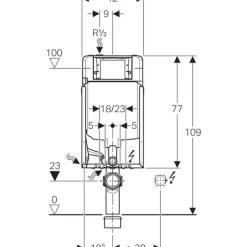 Bastidor Para Inodoro Suspendido 109 Cm , Con Cisterna Empotrada Sigma 8 Cm , Codo De Desague De Pvc- Geberit Kombifix