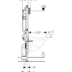Bastidor Para Inodoro Suspendido 112 Cm , Con Cisterna Empotrada 12 Cm , Codo De Desague Pvc – Duofix – Geberit