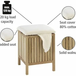 Cesto Con Asiento Nogal Marrón, 39x39x52 Cm – Norway – Wenko