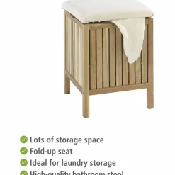 Cesto Con Asiento Nogal Marrón, 39x39x52 Cm – Norway – Wenko