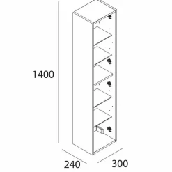 Columna Auxiliar Pilar 1 Puerta Con Cierre Amortiguado, Reversible Y Baldas De Madera. Tirador Incluido – Attila – Salgar