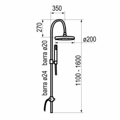 Columna Con Rociador Y Accesorios Minimalista Para Grupo De Ducha – 269300 – Galindo