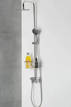 Columna De Baño Y Ducha Wind Blu RD Con Monomando, Rociador Acero Inoxidable AISI304 De ¯25 Cm. – 21WBR25SUB02 – AQG