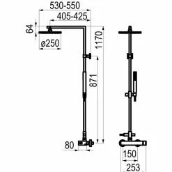 Columna De Ducha Mezcladora Nitro Rociador 250 Mm Y Flexo Pvc – 52450301 – Galindo