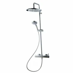 Columna De Ducha Mezcladora Theo Blanco Rociador 300 Mm Inox Y Flexo Pvc – 86450304 – Galindo – LuxCover