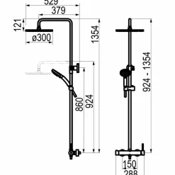 Columna De Ducha Mezcladora Theo Blanco Rociador 300 Mm Inox Y Flexo Pvc – 86450304 – Galindo – LuxCover
