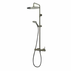 Columna De Ducha Mezcladora Theo Dark Rociador 300 Mm Latón Y Flexo Pvc Cromo Negro Cepillado – 86350336 – Galindo – LuxCover