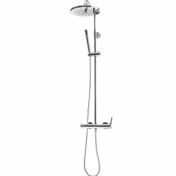 Columna De Ducha Mezcladora Cónico Blanco Rociador 300 Mm Inox Y Flexo Pvc – 71750304 – Galindo – LuxCover