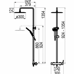 Columna De Ducha Mezcladora Cónico Blanco Rociador 300 Mm Inox Y Flexo Pvc – 71750304 – Galindo – LuxCover