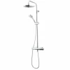 Columna De Ducha Mezcladora Livra Blanco Rociador 300 Mm Inox, Flexo Pvc Y Maneral Aroha 3 Funciones Blanco – 49650304 – Galindo – LuxCover