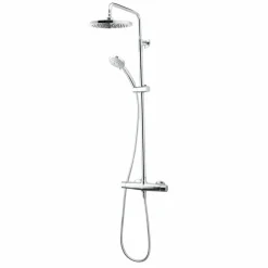 Columna De Ducha Mezcladora Livra Blanco Rociador 300 Mm Inox, Flexo Pvc Y Maneral Aroha 3 Funciones Blanco – 49650304 – Galindo – LuxCover