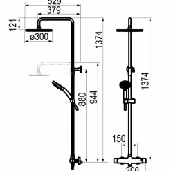 Columna De Ducha Mezcladora Livra Blanco Rociador 300 Mm Inox, Flexo Pvc Y Maneral Aroha 3 Funciones Blanco – 49650304 – Galindo – LuxCover