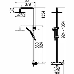 Columna De Ducha Mezcladora Cónico Rociador 250 Mm Inox Y Flexo Pvc – 71750301 – Galindo