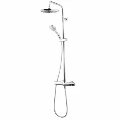 Columna De Ducha Mezcladora 200mm Abs, Flexo Inox Y Maneral Pysa 5 Funciones Cromo – Livra – Galindo – 49650100