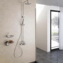 Columna De Ducha Mezcladora Cónico Rociador 200 Mm Abs Y Flexo Inox – 71750100 – Galindo