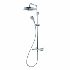 Columna De Ducha Mezcladora Nine Blanco Rociador 300 Mm Inox Y Flexo Pvc – 46250304 – Galindo – LuxCover