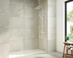 Columna De Ducha Mezcladora Nine Blanco Rociador 300 Mm Inox Y Flexo Pvc – 46250304 – Galindo – LuxCover