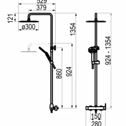 Columna De Ducha Mezcladora Nine Blanco Rociador 300 Mm Inox Y Flexo Pvc – 46250304 – Galindo – LuxCover