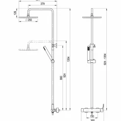 Columna De Ducha Mezcladora Cónico Rociador 250 Mm Y Flexo Pvc – 71750300 – Galindo