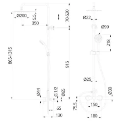 Columna De Ducha Monomando Sistema Eco-green – Minimal – Martelli