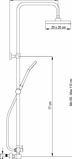 Columna De Ducha New Ocean Sin Grifería, Rociador ABS De 20×20 Cm. – 22NOSGR01 – AQG