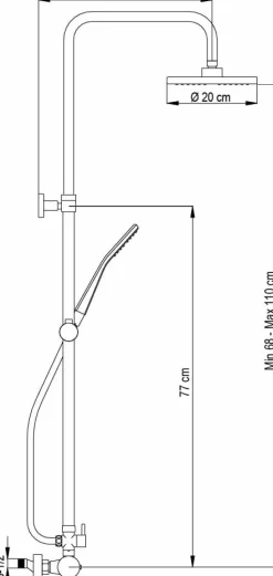 Columna De Ducha New Pacific Con Termostática, Rociador ABS De ¯20 Cm. – 20NPOLD01 – AQG