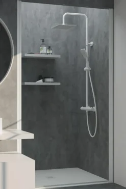 Columna De Ducha Nite Con Termostática, Rociador Acero Inoxidable AISI304 De 25×25 Cm. – 20NITC25NID03 – AQG