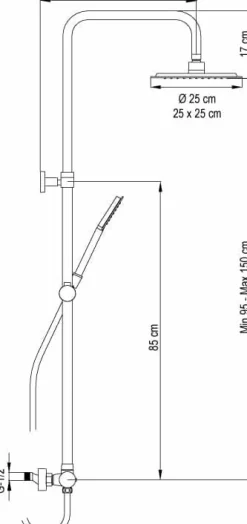 Columna De Ducha Nite Con Termostática, Rociador Acero Inoxidable AISI304 De ¯25 Cm. – 20NITR25ESD02 – AQG