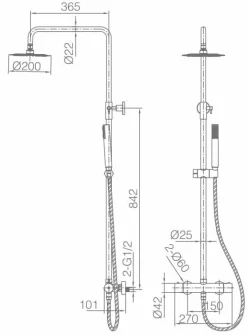 Columna De Ducha Termostatica Negro Mate Con Rociador De 20 Cm De Diametro – BTM039/NG – Monza – Imex