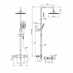 Columna De Ducha Termostática Negra Cuadrada – Combi – Llavisan – L126004