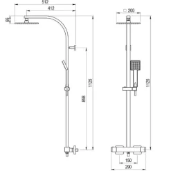 Columna De Ducha Termostática 200 Mm Latón, Flexo Pvc Y Maneral 1 Función Cromo – Nitro – 110049300 – Galindo