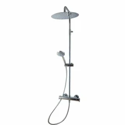Columna De Ducha Termostática Rociador Extraplano 300 Mm Inox, Flexo Pvc Y Maneral 5 Funciones – Aroha – Galindo – 46059500