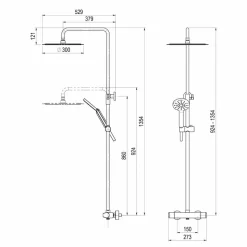 Columna De Ducha Termostática Rociador Extraplano 300 Mm Inox, Flexo Pvc Y Maneral 5 Funciones – Aroha – Galindo – 46059500