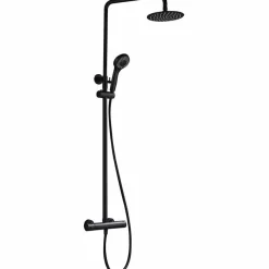 Columna De Ducha Termostática Redonda Negro Mate – Sofia – Aquahome