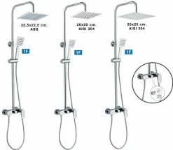 Columna De Ducha Wind Blu SQ Con Monomando, Rociador Acero Inoxidable AISI304 De 25×25 Cm. – 21WBC25SUD02 – AQG