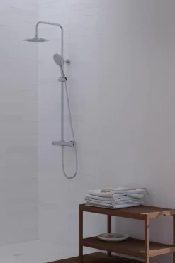 Columna De Ducha Wind Blu RD Con Termostática, Rociador Acero Inoxidable AISI304 De 25 Cm. – 20WBR25ESC02 – AQG