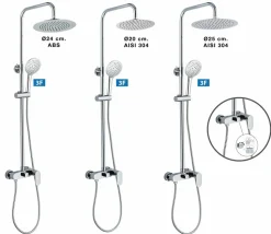 Columna De Ducha Wind Blu RD Con Monomando, Rociador Acero Inoxidable AISI304 De ¯25 Cm. – 21WBR25SUD02 – AQG