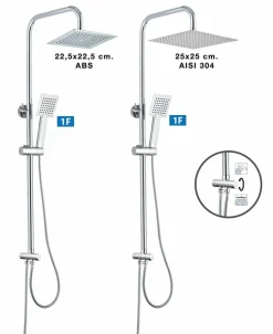 Columna De Ducha Wind Blu RD Sin Grifería, Rociador ABS De ¯20 Cm. – 22WBR24SGR01 – AQG