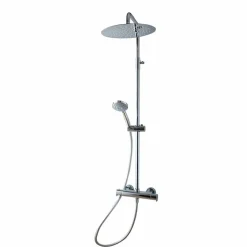 Columna Ducha Termostática Aroha Lux Cuerpo Frío Rociador 250 Mm Inox, Flexo Pvc Y Maneral – 46059501 – Galindo