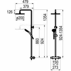 Columna Ducha Termostática Aroha Cuerpo Frío Rociador 200 Mm Abs, Flexo Pvc Y Maneral- 46049301 – Galindo