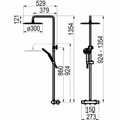 Columna Ducha Termostática Aroha Lux Blanco Cuerpo Frío Rociador 300 Mm Inox, Flexo Pvc Y Maneral – 46059503 – Galindo – LuxCover