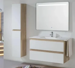 Columna/Pilar Auxiliar 160 Cm Roble Nudos/blanco Brillo – Neus – Muebles Jumar