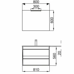 Conjunto Completo Mueble Attila De 2 Cajones, Lavabo De Porcelana, Espejo Y Aplique LED – Attila – Salgar