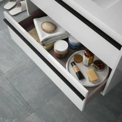 Conjunto Completo Mueble Attila De 2 Cajones, Lavabo De Porcelana, Espejo Y Aplique LED – Attila – Salgar